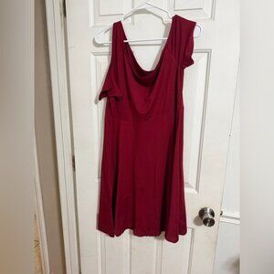 SHEIN asymmetrical dress, cocktail or party burgundy one cold shoulder 1XL